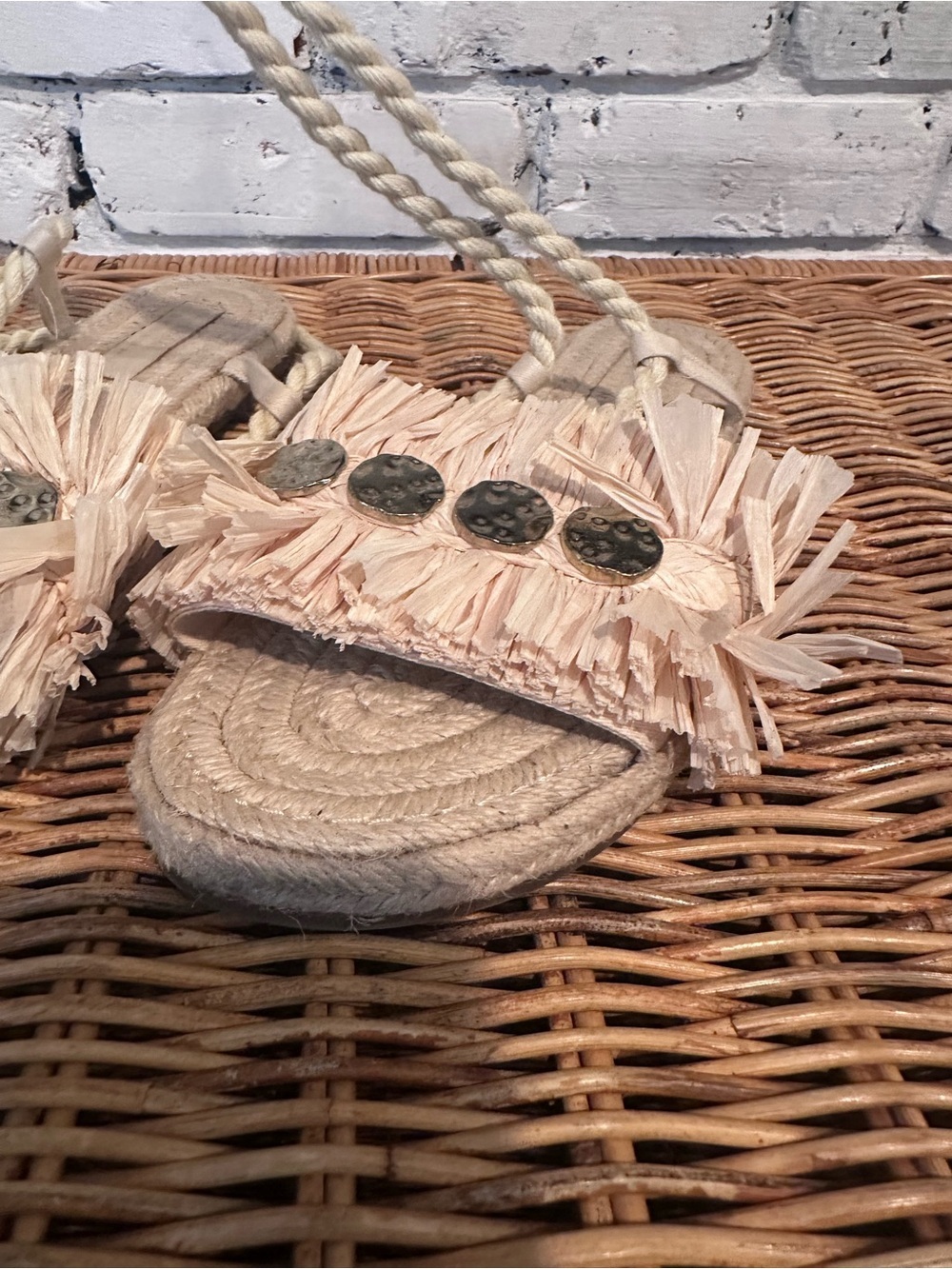ASOS Bohemian Beige Espadrille Sandal with Ankle Rope Trim Tie Size 9 - Picture 7 of 7